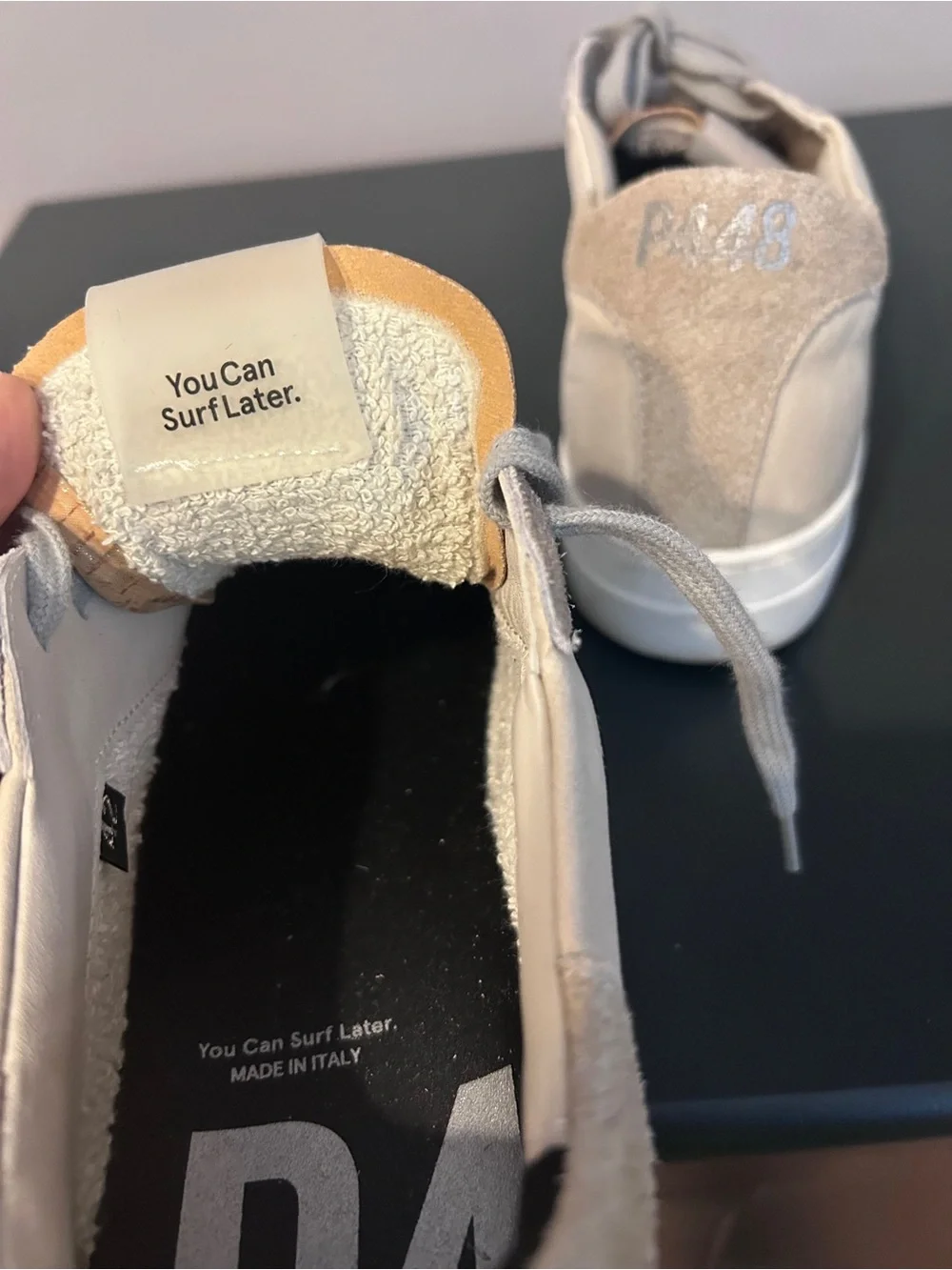 P448 Suede Low-Top Sneakers in Beige Gray